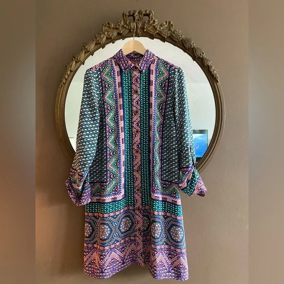 Maeve | Dresses | Anthropologie Maeve Shirt Dress Multicolor Print Nwot |  Poshmark